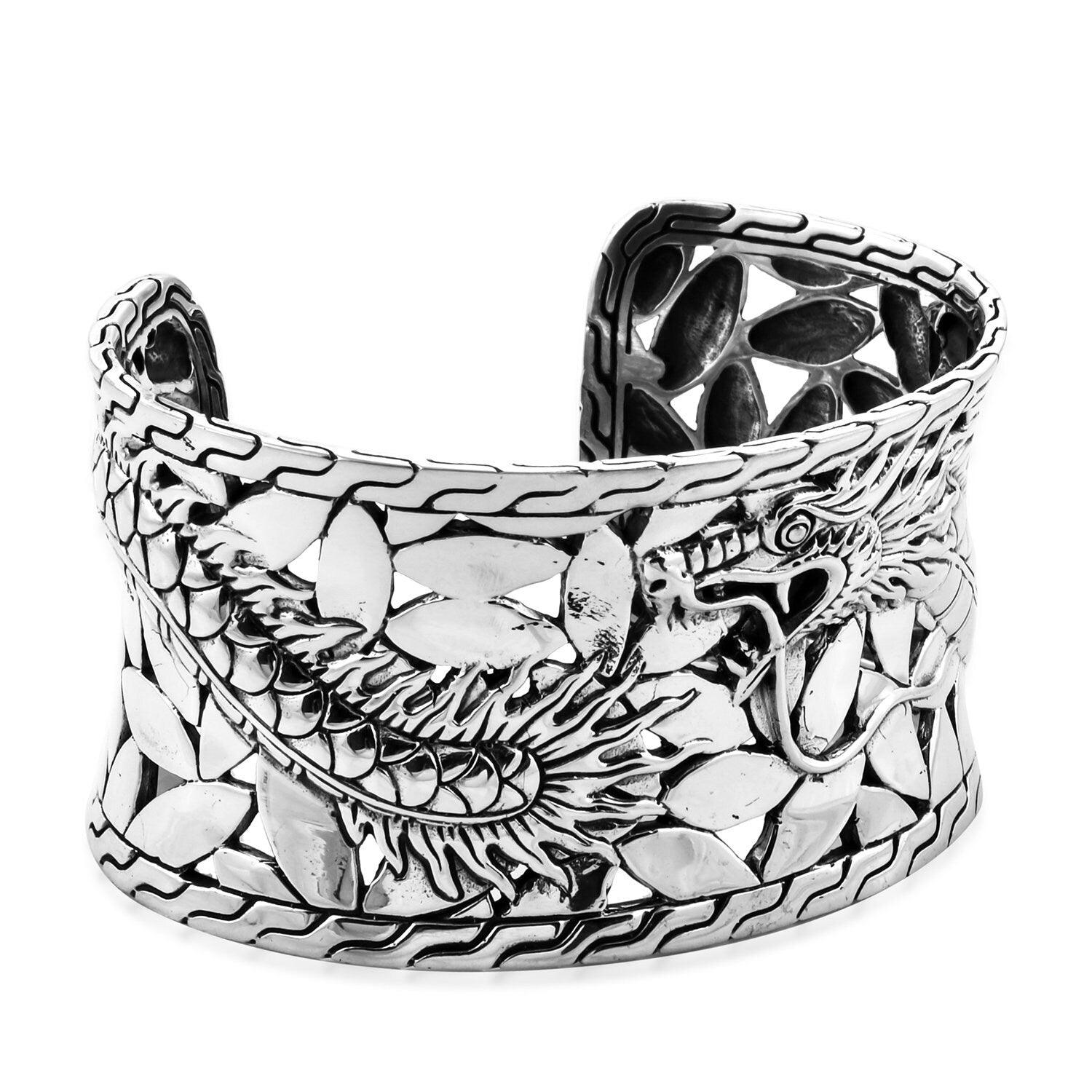 Designer DRAGON BANGLE in Solid 925 Sterling Silver - 71 Grams STATEMENT Bangle - Inspiring Jewellery