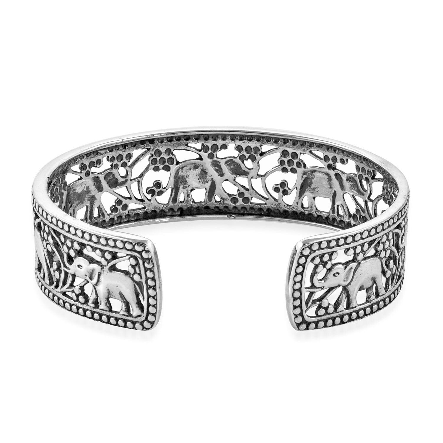 Sterling silver on sale elephant cuff bracelet