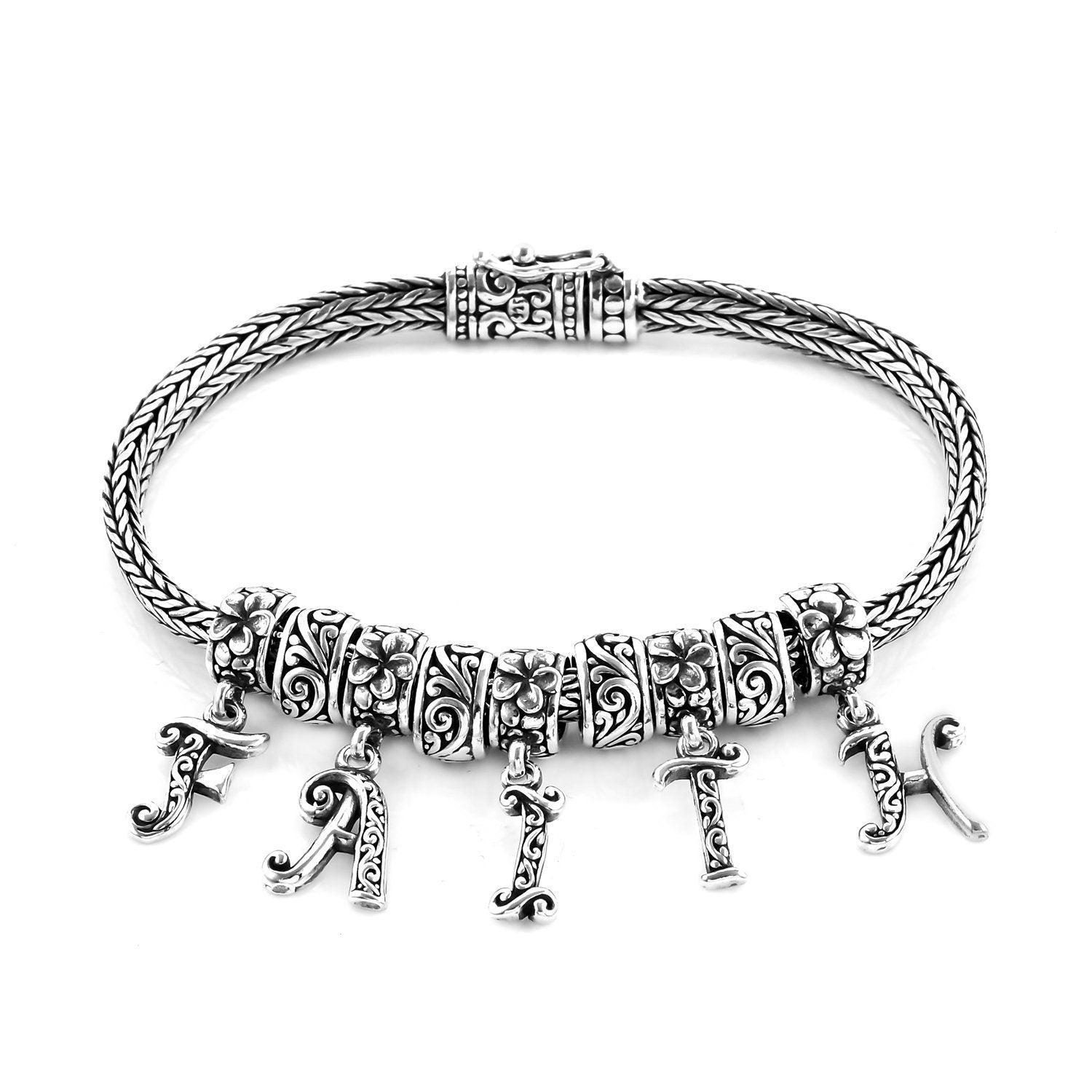FAITH Charm Snake Chain Bracelet Inspiring Bracelet in Solid 925 Sterling Silver - Inspiring Jewellery - Inspiring Jewellery