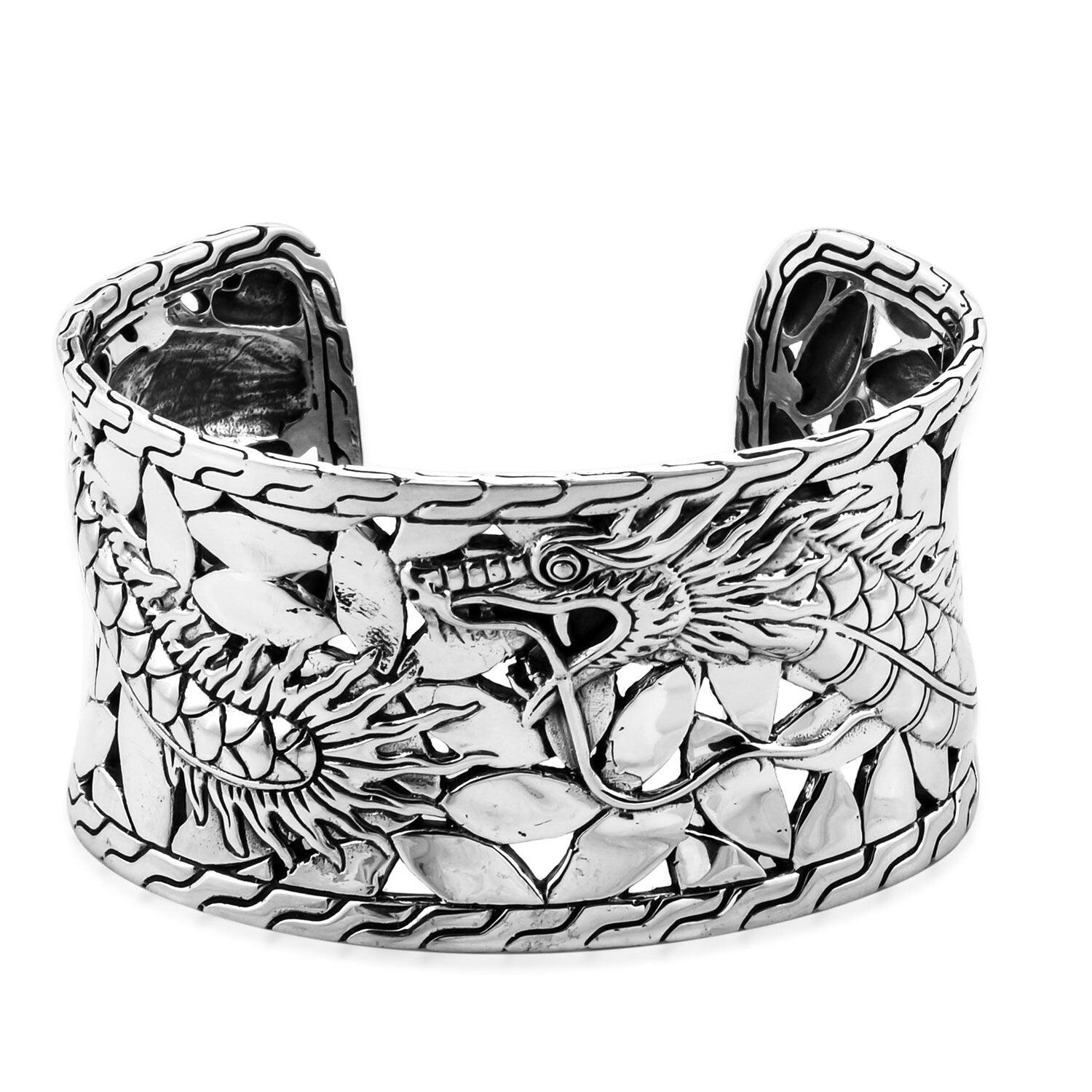 Designer DRAGON BANGLE in Solid 925 Sterling Silver - 71 Grams STATEMENT Bangle - Inspiring Jewellery