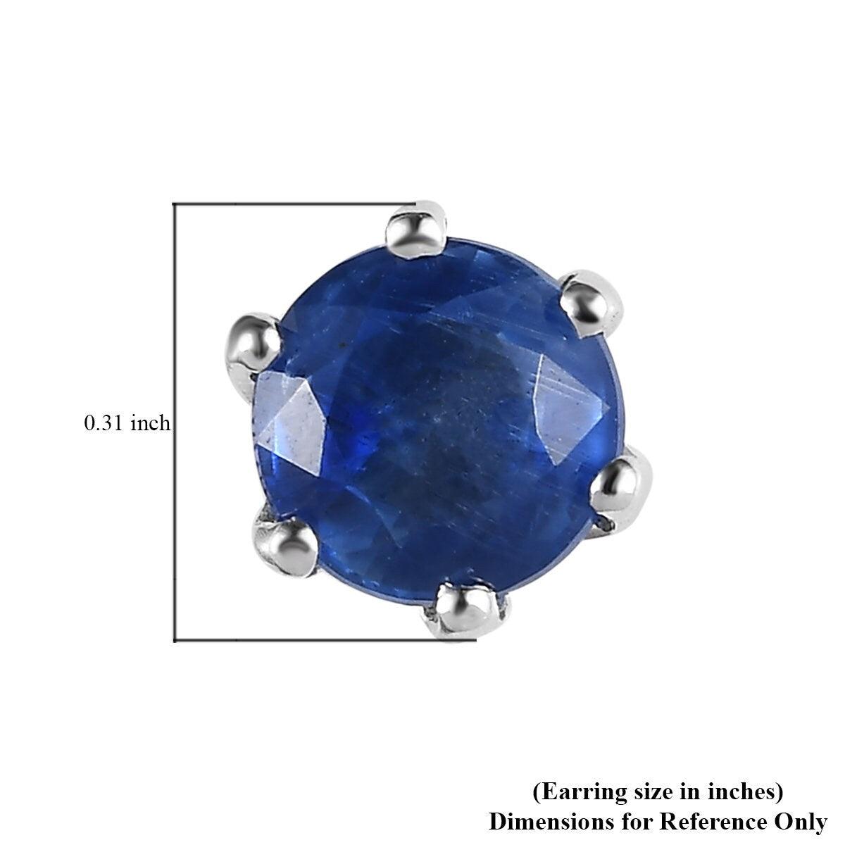 Kyanite Round Studs earrings, 925 Sterling Silver, 6 Prong Stud, Platinum Plated, Solitaire Round Studs by Inspiring Jewellery - Inspiring Jewellery