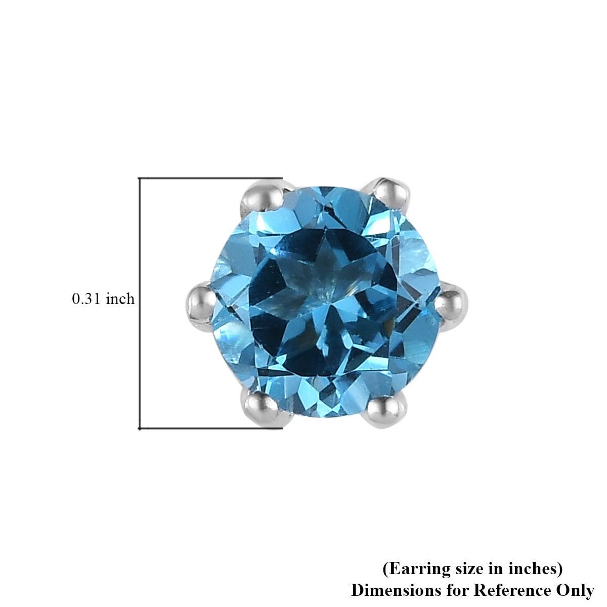 Blue Topaz Sterling Silver Stud Earrings - 6 Sizes Available Blue Topaz Sterling Silver Stud Earrings - 6 Sizes Available