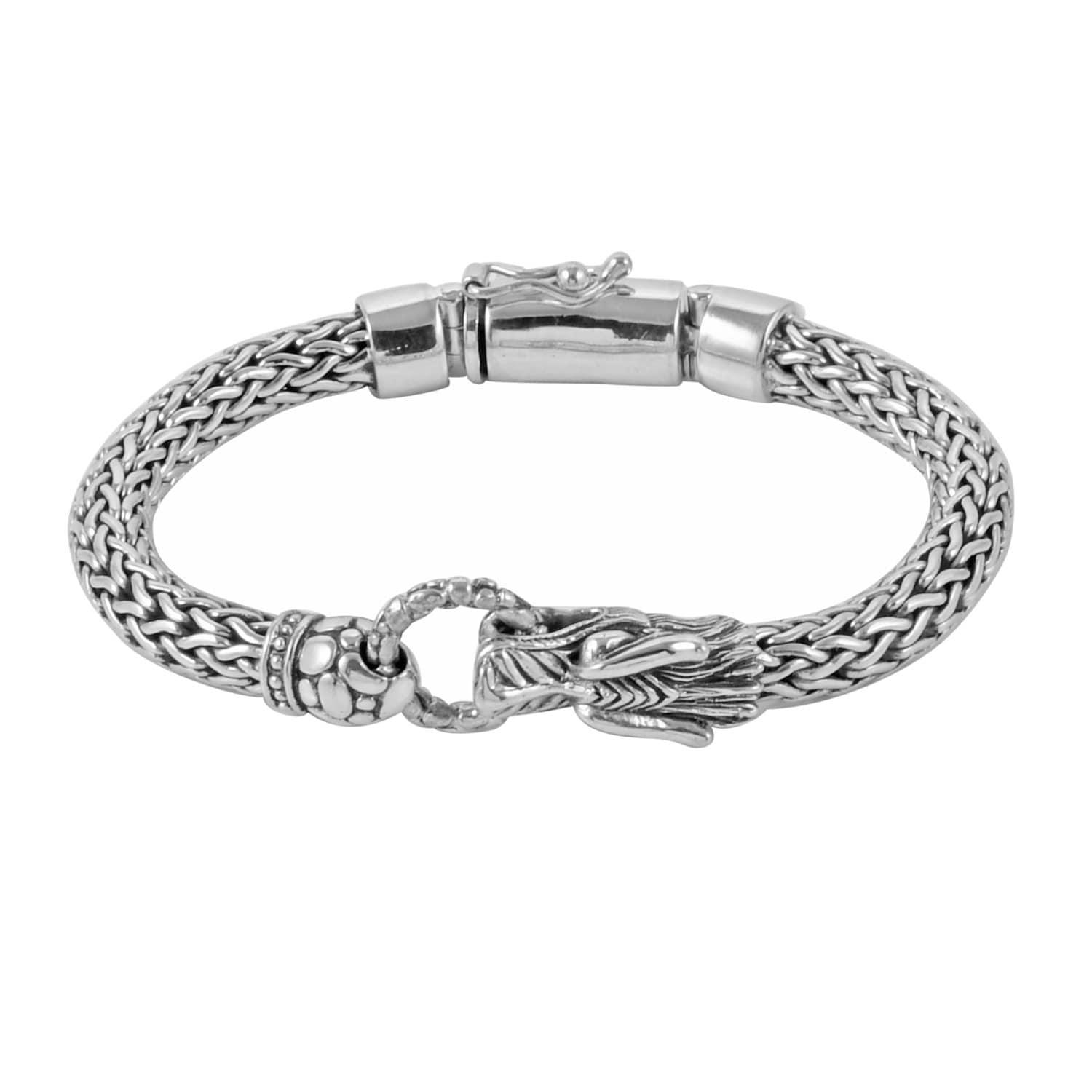 Handmade Bali DRAGON Snake Chain Bracelet in 925 Solid Sterling Silver 49 Grams - Inspiring Jewellery